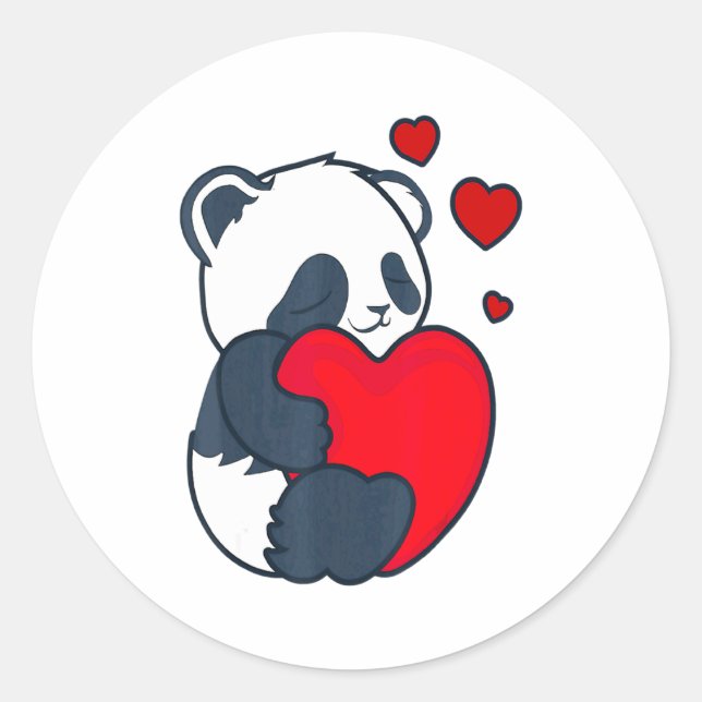 Sticker Rond Panda Women Valentines Day Girlfriend Heart  (Devant)