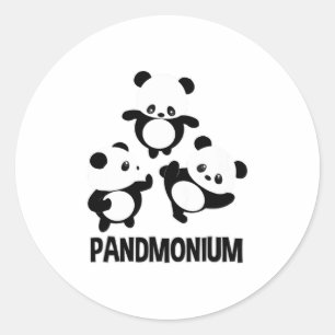 Sticker Rond Pandamonium TShirt Funny Panda Bear Pun Tee