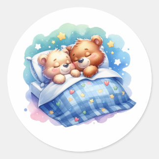 Sticker Rond Pandas dormant doucement dans le lit