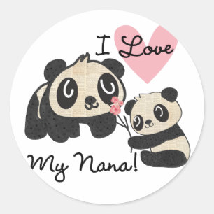 Sticker Rond Pandas I Love My Nana