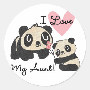 Sticker Rond Pandas I Love My Tante