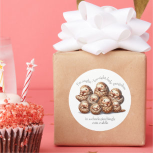 Sticker Rond Pangolins adorables pour 8 Pangolins mignons