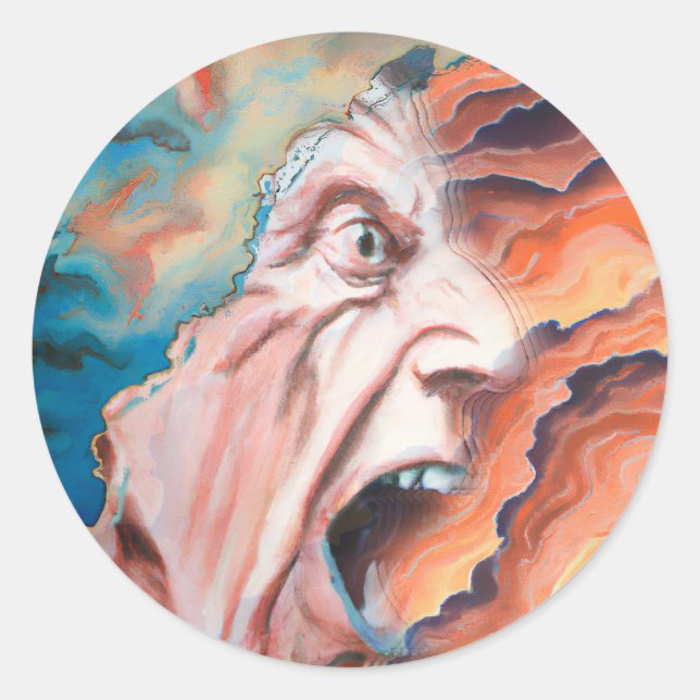 Sticker Rond Panic Waves peinture à l'huile (Devant)