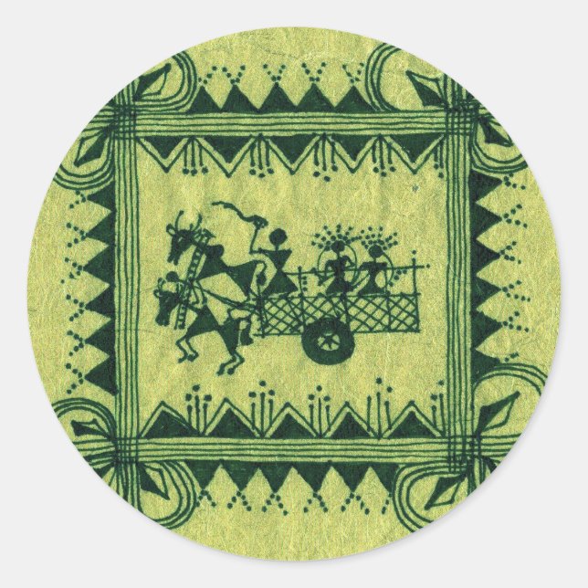Sticker Rond Panier à bulles Warli (Devant)
