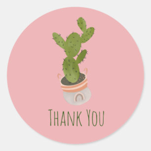 Sticker Rond Panier arc-en-ciel Plante Cactus tiré main