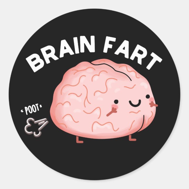 Sticker Rond Panier de cerveau amusant Anatomie Pun foncé BG (Devant)