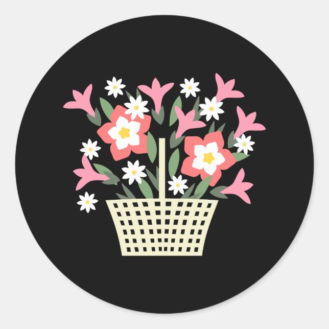 Sticker Rond Panier de fleurs (Devant)