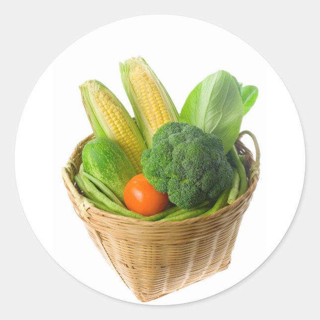 Sticker Rond Panier de légumes (Devant)