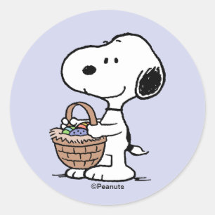 Sticker Rond Panier de Pâques Snoopy