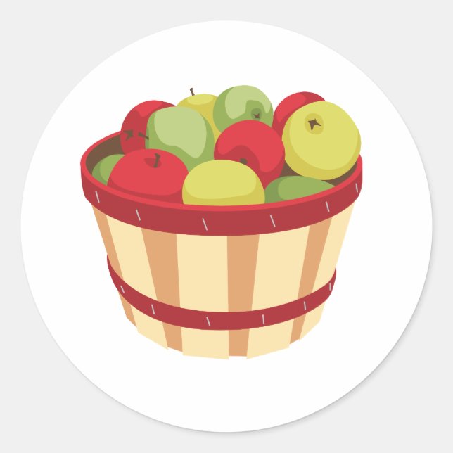 Sticker Rond Panier De Pommes (Devant)