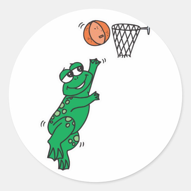 Sticker Rond panier de tir de grenouille mignon (Devant)