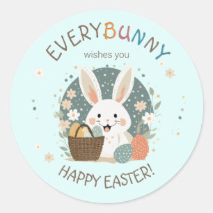 Sticker Rond Panier d'oeufs de lapin de Pâques ID1013