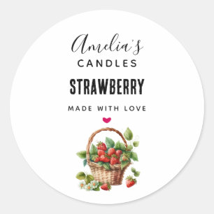 Sticker Rond Panier mignonne plein de fraises Bougie