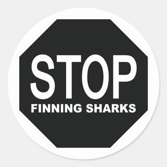 Sticker Rond Panneau Arrêter la recherche de requins (Devant)