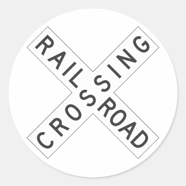 Sticker Rond Panneau Chemin de ferTraversant (Devant)