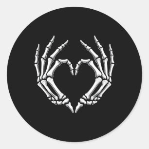 Sticker Rond Panneau Coeur Mains Retro Costume Halloween Femmes