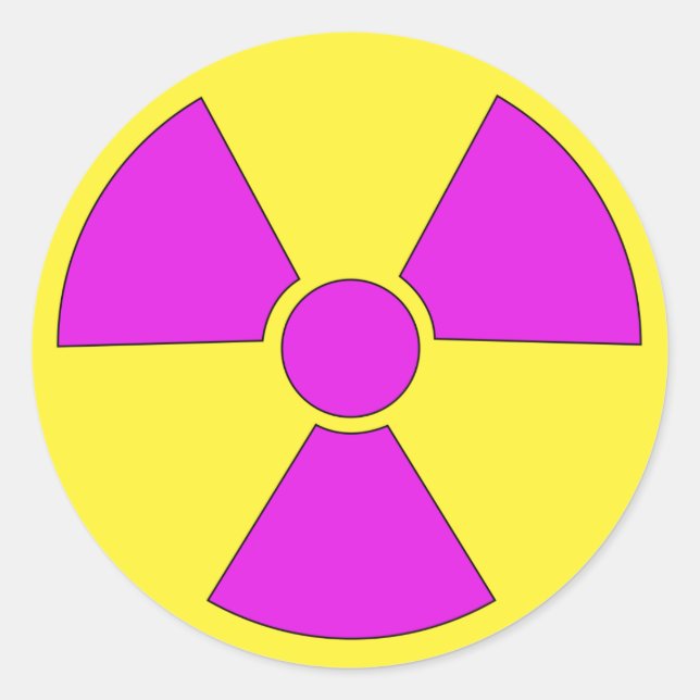 Sticker Rond Panneau d'avertissement de rayonnement magenta et (Devant)