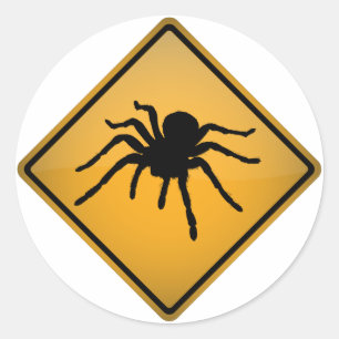 Sticker Rond Panneau d'avertissement de tarentule