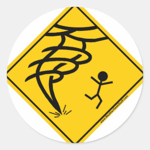Sticker Rond Panneau d'avertissement de tornade