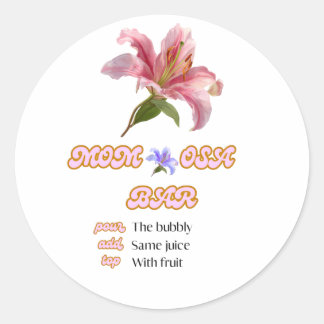 Sticker Rond Panneau de bar de maman fleurs rose imprimable
