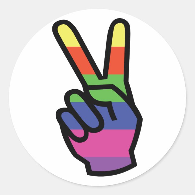 Sticker Rond Panneau de la main de paix (Devant)
