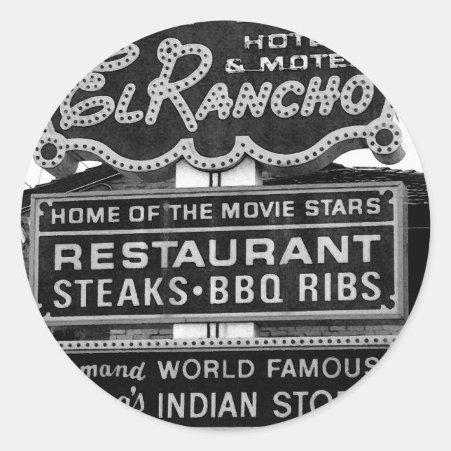 Sticker Rond Panneau de l'hôtel El Rancho (Devant)