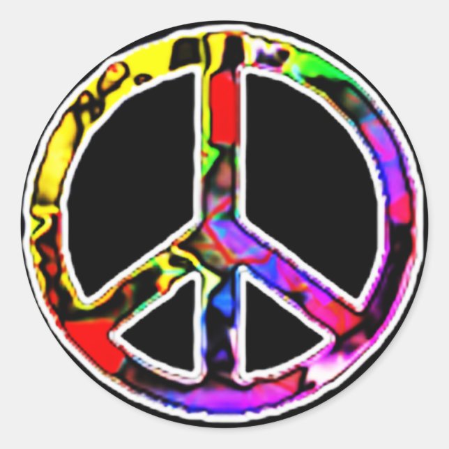 Sticker Rond Panneau de paix (Devant)