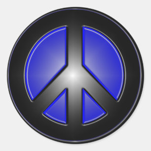 Sticker Rond Panneau de paix bleu