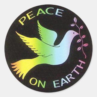 Sticker Rond Panneau de paix Rainbow Peace Dove