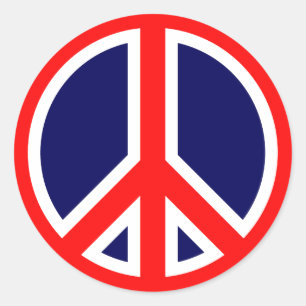 Sticker Rond Panneau de paix rouge, blanc et bleu