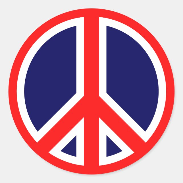 Sticker Rond Panneau de paix rouge, blanc et bleu (Devant)