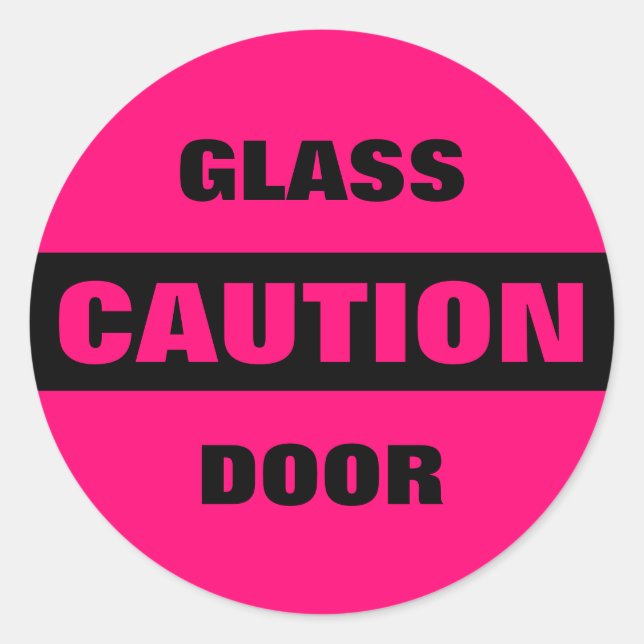 Sticker Rond Panneau de porte en verre Pink Attention (Devant)