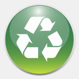 Sticker Rond Panneau de recyclage brillant
