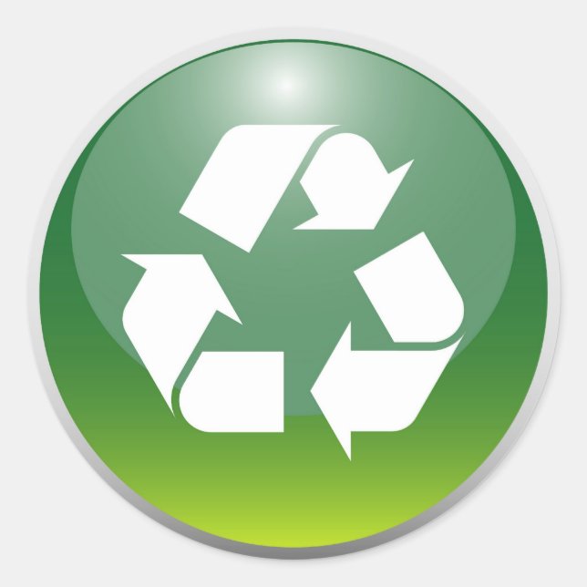 Sticker Rond Panneau de recyclage brillant (Devant)