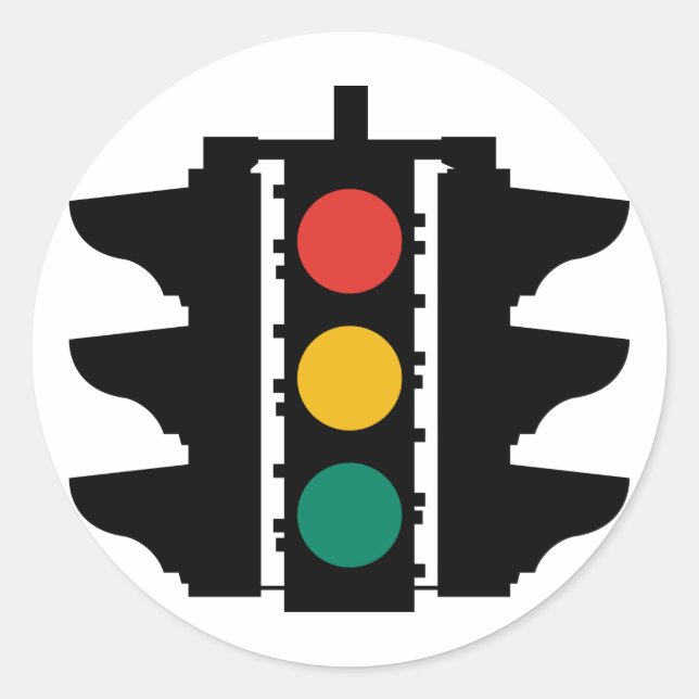 Sticker Rond Panneau de rue feux de signalisation (Devant)