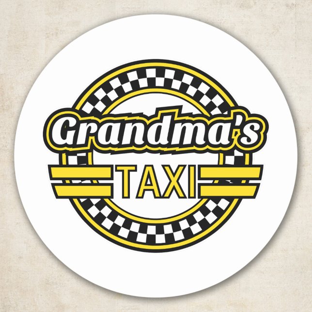 Sticker Rond Panneau de taxi de grand-mère (Créateur téléchargé)