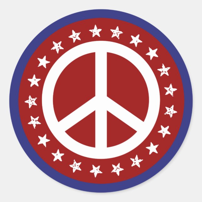 Sticker Rond Panneau et étoiles blanc et bleu rouge (Devant)