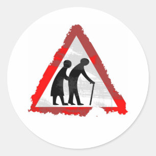 Sticker Rond Panneau Grunge Personnes Âgées