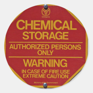 Sticker Rond Panneau indiquant le stockage chimique