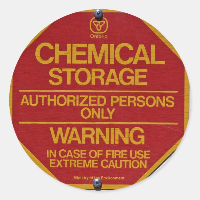 Sticker Rond Panneau indiquant le stockage chimique (Devant)