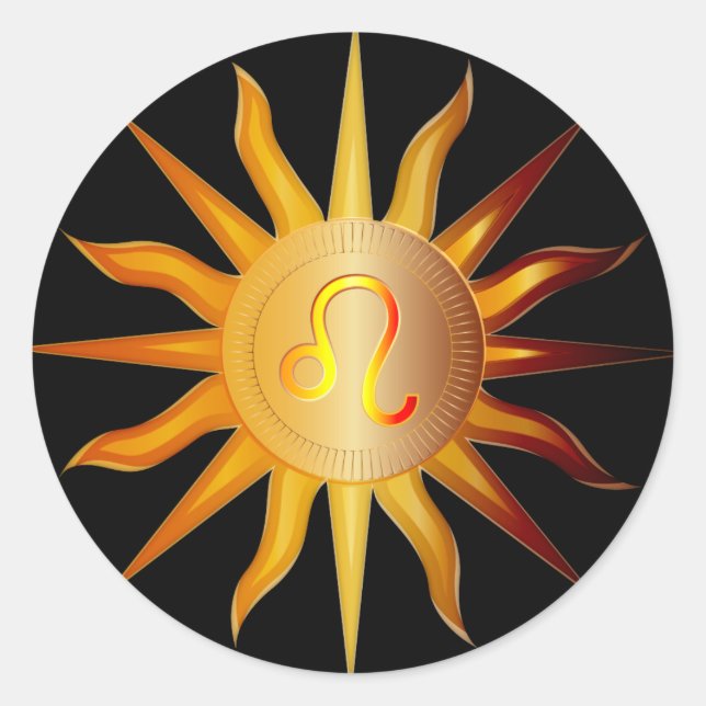 Sticker Rond Panneau Leo Sun Fire Mois de naissance Rouge & Or (Devant)