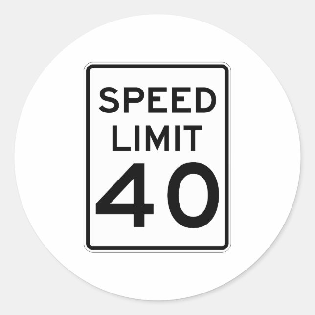 Sticker Rond Panneau Limite de vitesse 40 MPH (Devant)