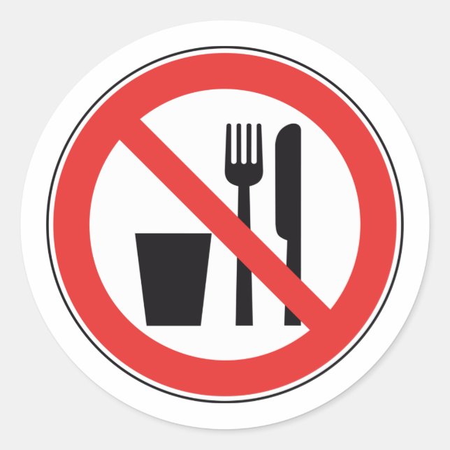 Sticker Rond Panneau Pas De Nourriture Et De Boissons (Devant)