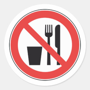 Sticker Rond Panneau Pas De Nourriture Et De Boissons