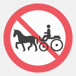 Sticker Rond Panneau Pas De Route De Cheval Et Buggy