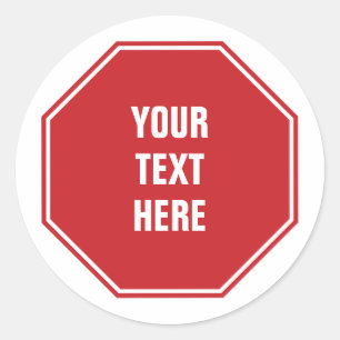 Sticker Rond Panneau rouge avec n'importe quel texte