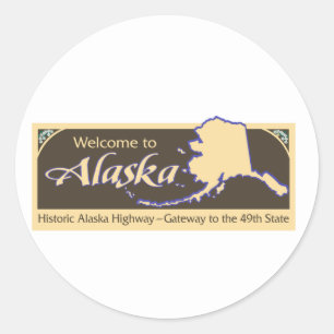 Sticker Rond Panneau routier Alaska - USA