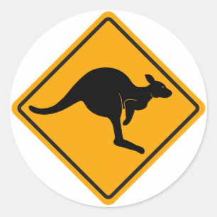 Sticker Rond Panneau routier de kangourou