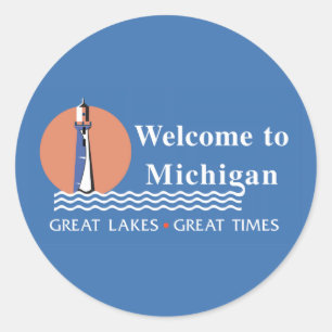 Sticker Rond Panneau routier Michigan - USA