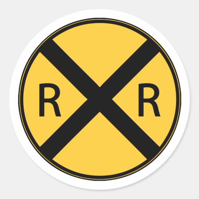 Sticker Rond Panneau routier Traversée ferroviaire (Devant)